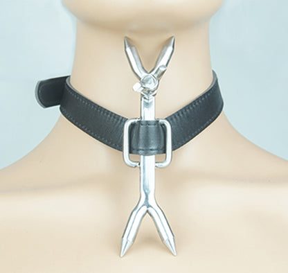 Men's And Women's Leather Pure Stainless Steel Bondage Collar Toy Adult