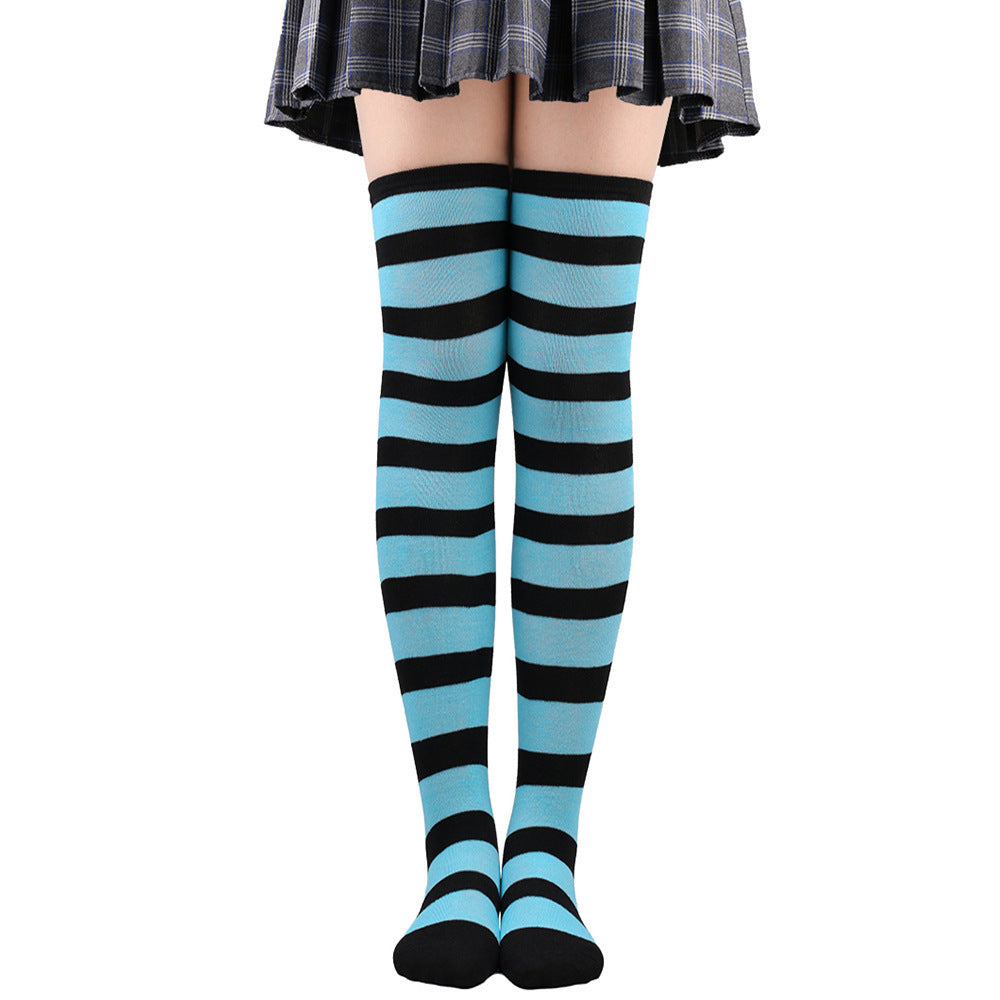 Striped Socks Hold-ups Women Over The Knee Halloween