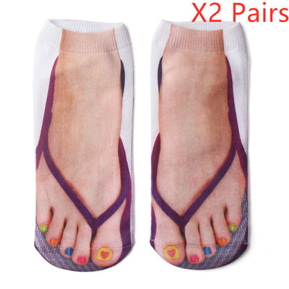 3D Printing Socks Flip Flops Cartoon Creative Socks Men And Women Couple Socks