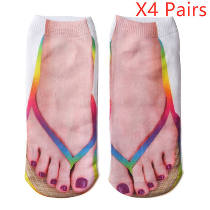 3D Printing Socks Flip Flops Cartoon Creative Socks Men And Women Couple Socks