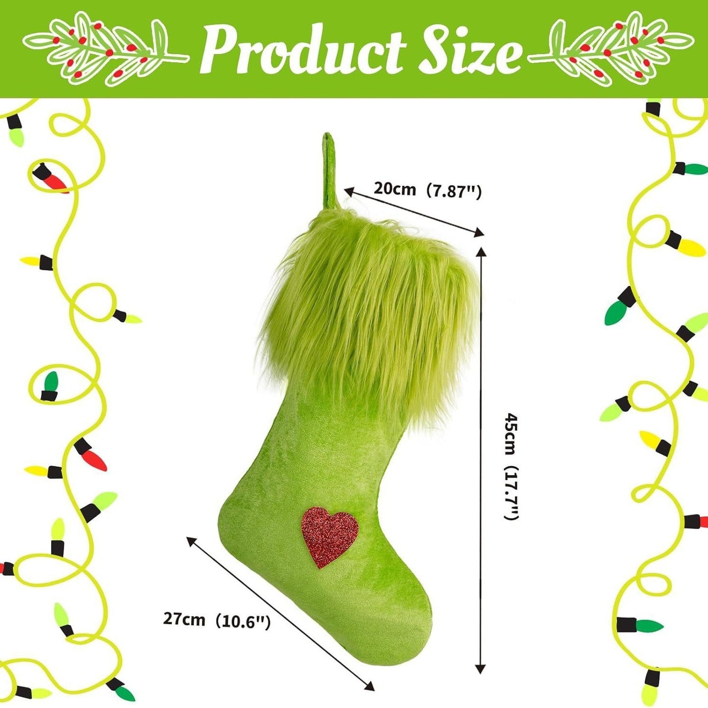 Christmas Green Fur Ornament Christmas Stockings Plush Candy Gift Bag