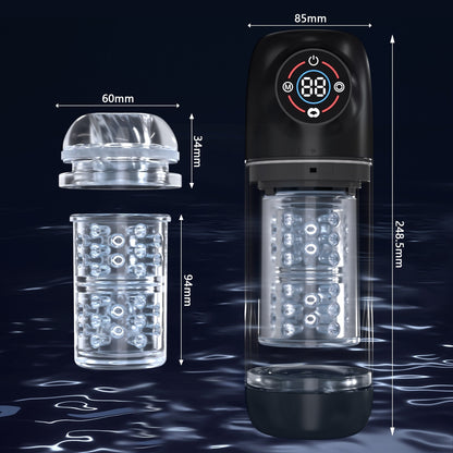 Men's Rotating Telescopic 7-frequency Vibration Airplane Bottle Display Screen Masturbation Device Adult Sex Product