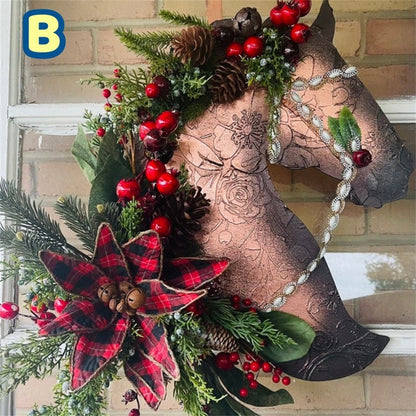 Horse Head Garland Christmas Decoration With Balls