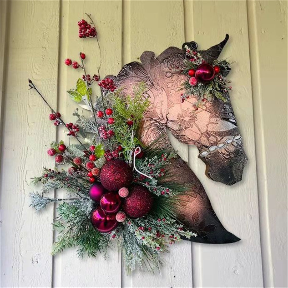 Horse Head Garland Christmas Decoration With Balls