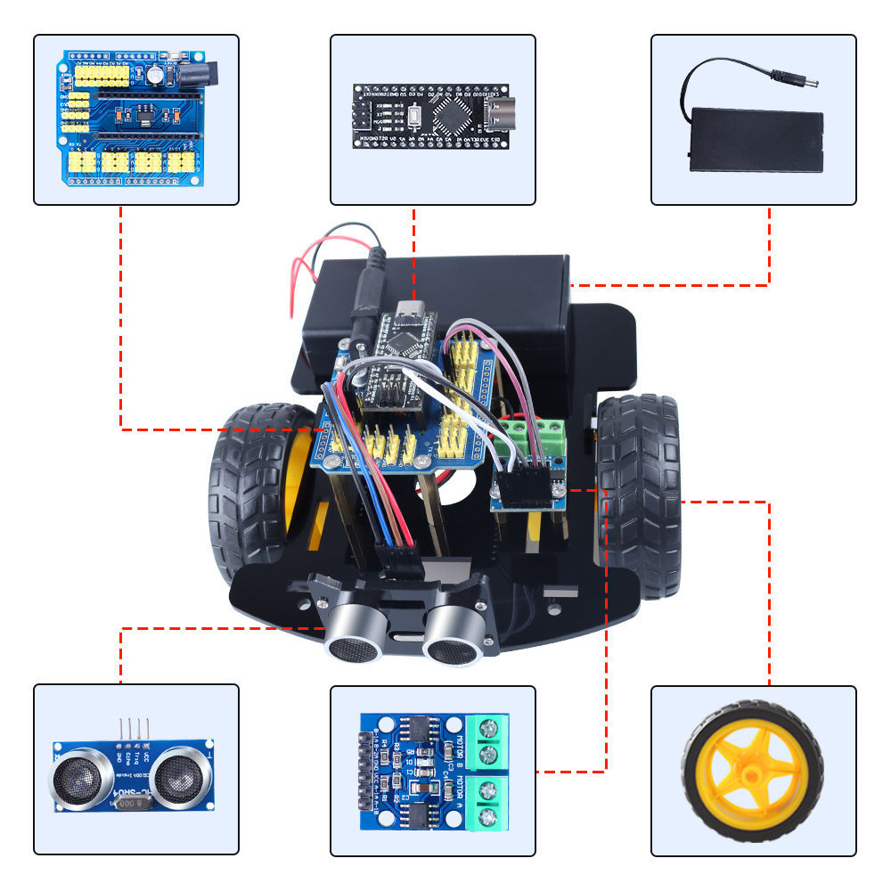 Ultrasonic Obstacle Avoidance Robot DIY Programmable Kit