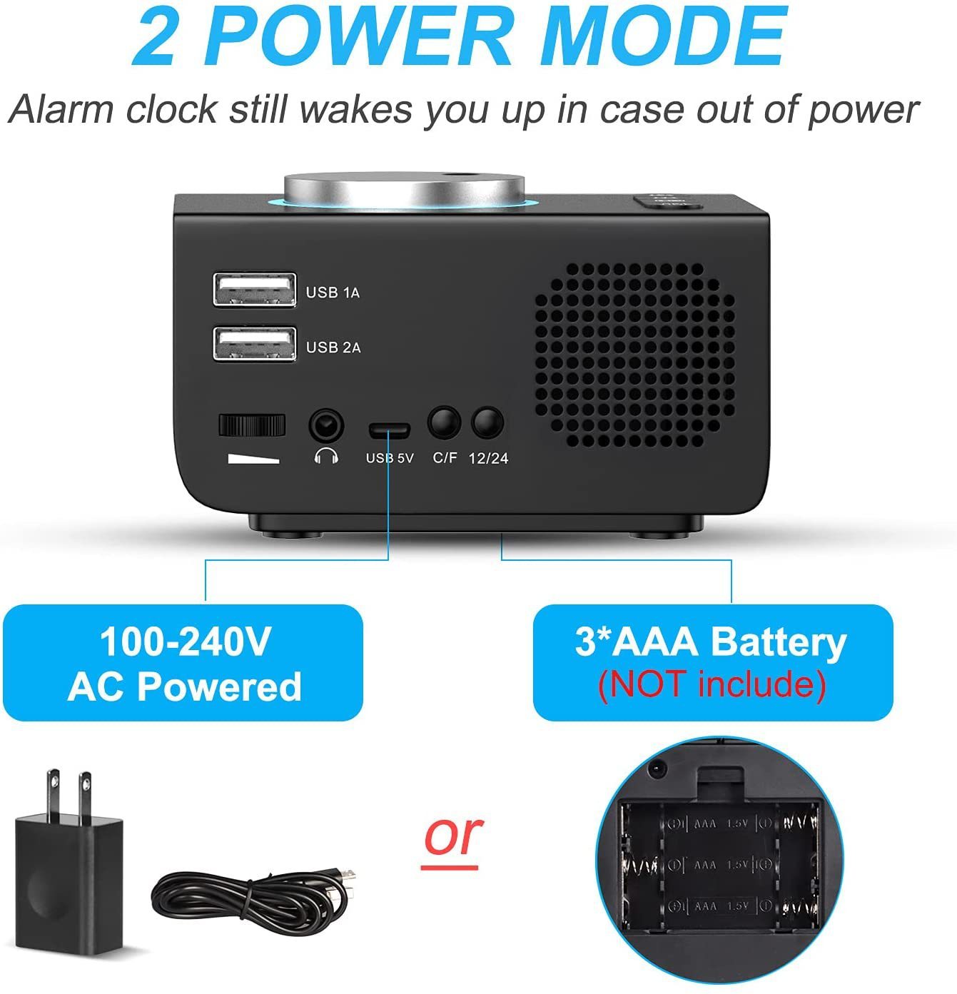 FM Radio FM Creative Alarm Clock Hotel Bedroom Bedside USB Charging Port Electronic Digital Clock
