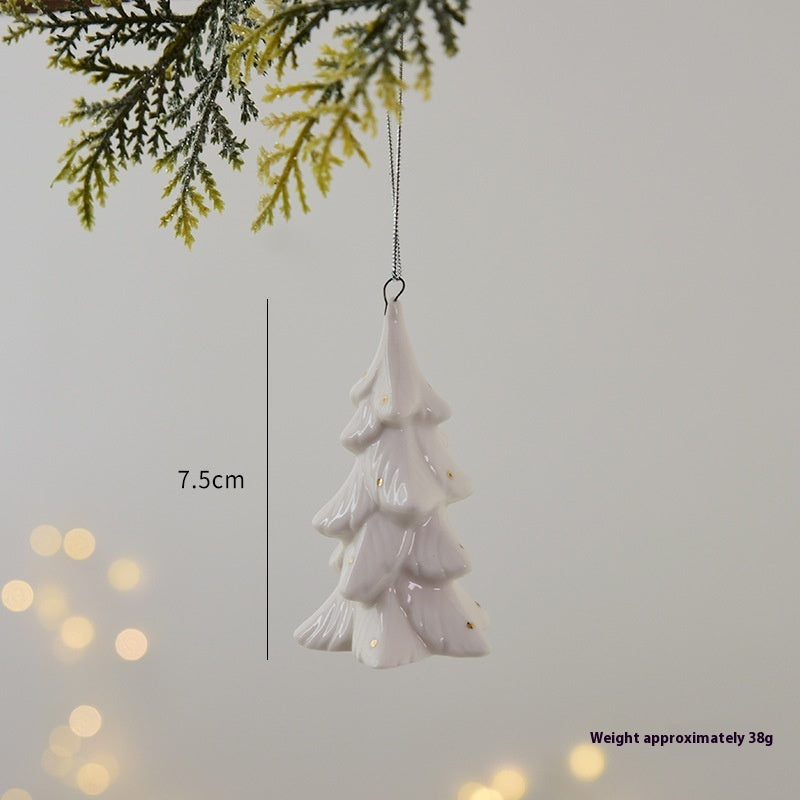 Mini House Ceramic Christmas Tree Small Pendant