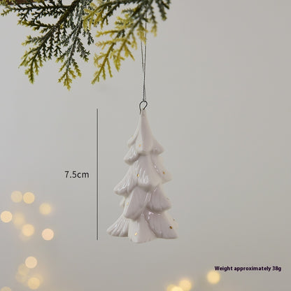 Mini House Ceramic Christmas Tree Small Pendant