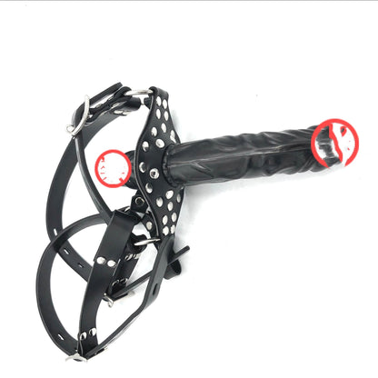 Horse Harness Type Double Head Dildo Ball Gag Women Wear