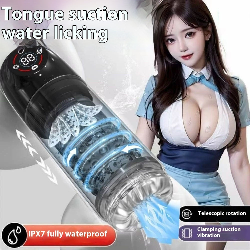 Men's Rotating Telescopic 7-frequency Vibration Airplane Bottle Display Screen Masturbation Device Adult Sex Product