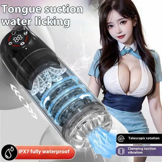 Men's Rotating Telescopic 7-frequency Vibration Airplane Bottle Display Screen Masturbation Device Adult Sex Product
