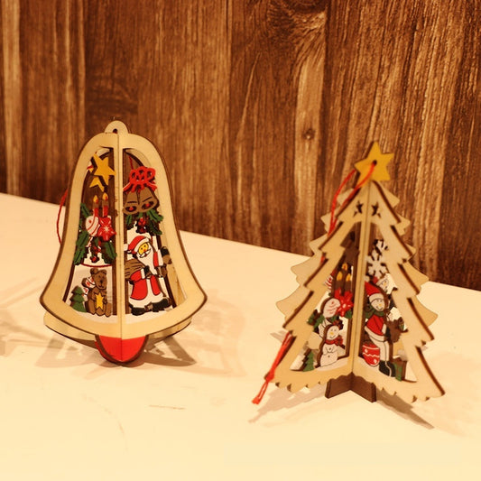 Christmas Wooden Five-pointed Star Bell Ornaments