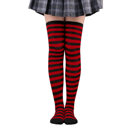 Striped Socks Hold-ups Women Over The Knee Halloween