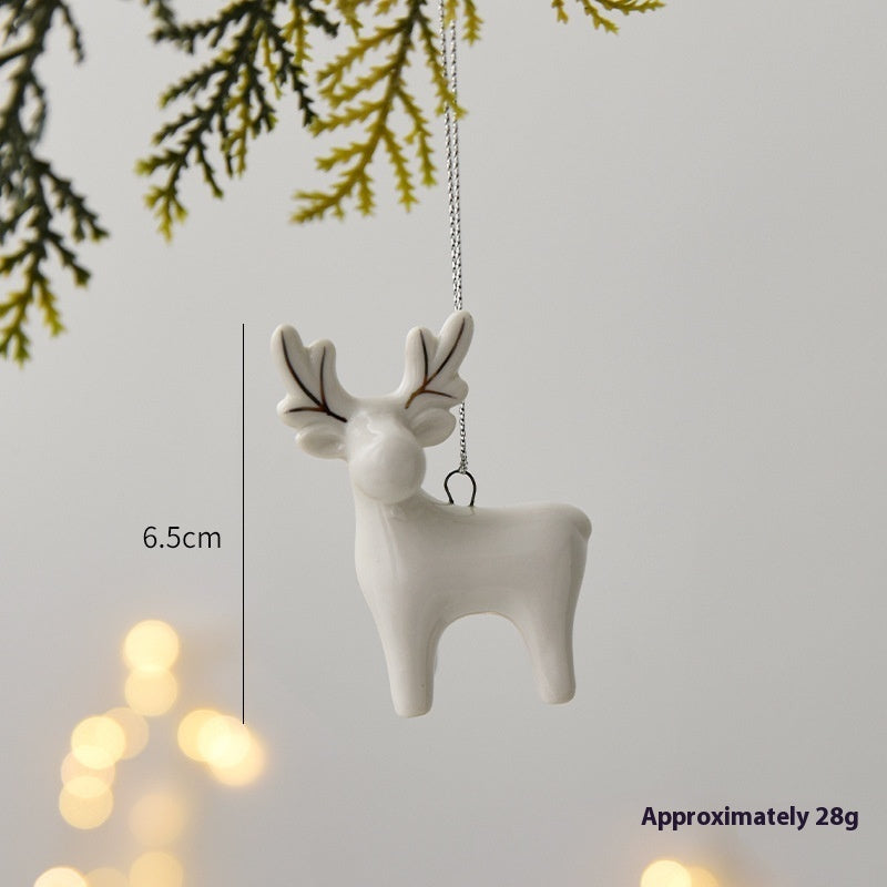 Mini House Ceramic Christmas Tree Small Pendant