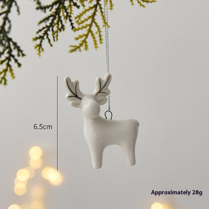 Mini House Ceramic Christmas Tree Small Pendant