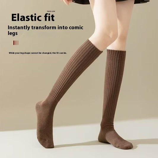 Women's Knee Length Socks Deodorant Mid-calf Japanese Maillard Slimming Casual Compression Stockings