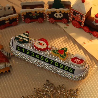 Christmas Parking Phone Number Sign Cartoon Cute Car Moving Digital Number Plate Christmas Decoration