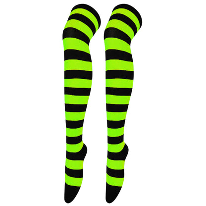 Striped Socks Hold-ups Women Over The Knee Halloween