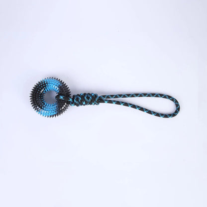 Knot Rope Dog Accessories Hand Pull Double Color Barbed Circle Molar Bite Resistance Interactive Training Pull Rope Dog Toys