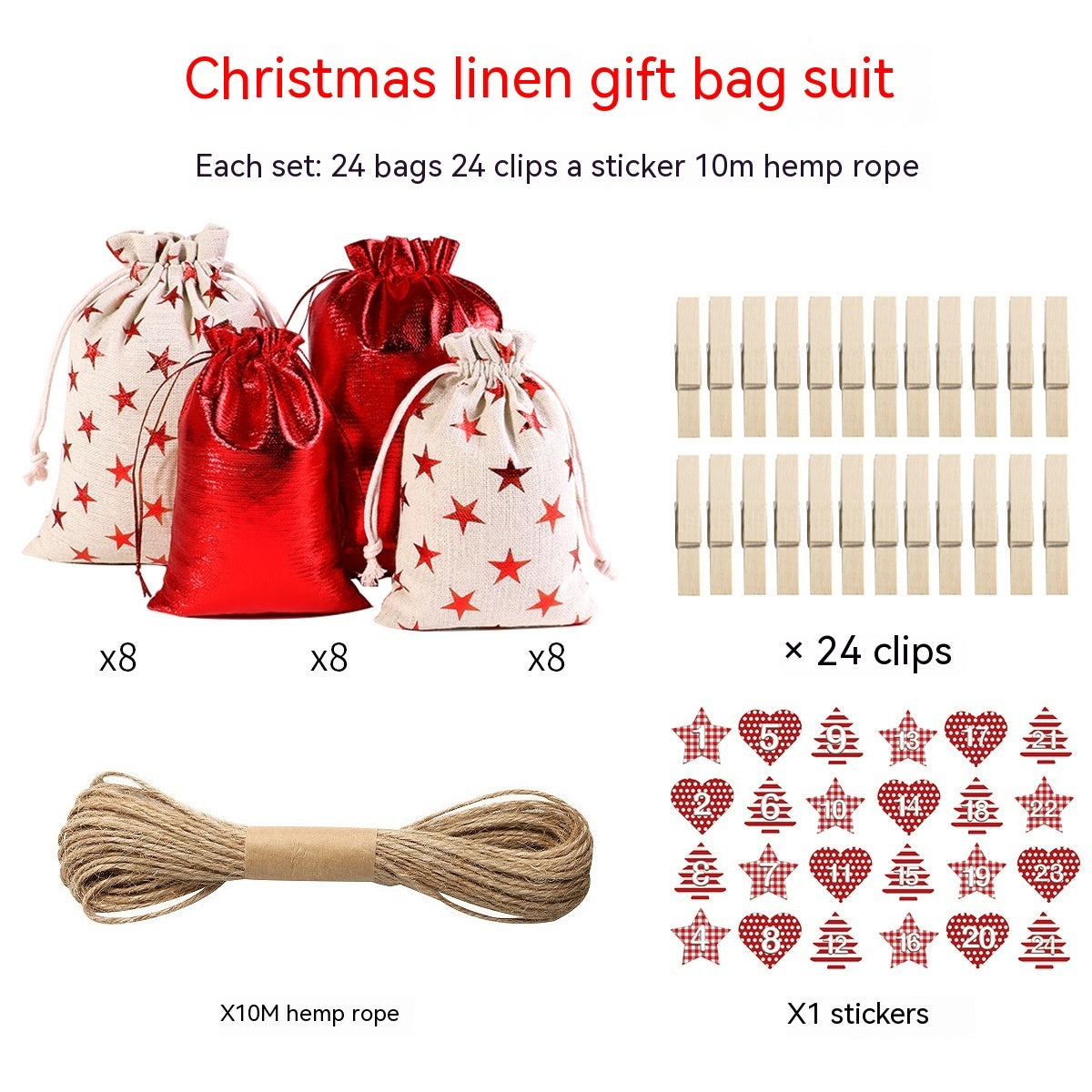 Gilding Linen Christmas Cloth Bag Kit