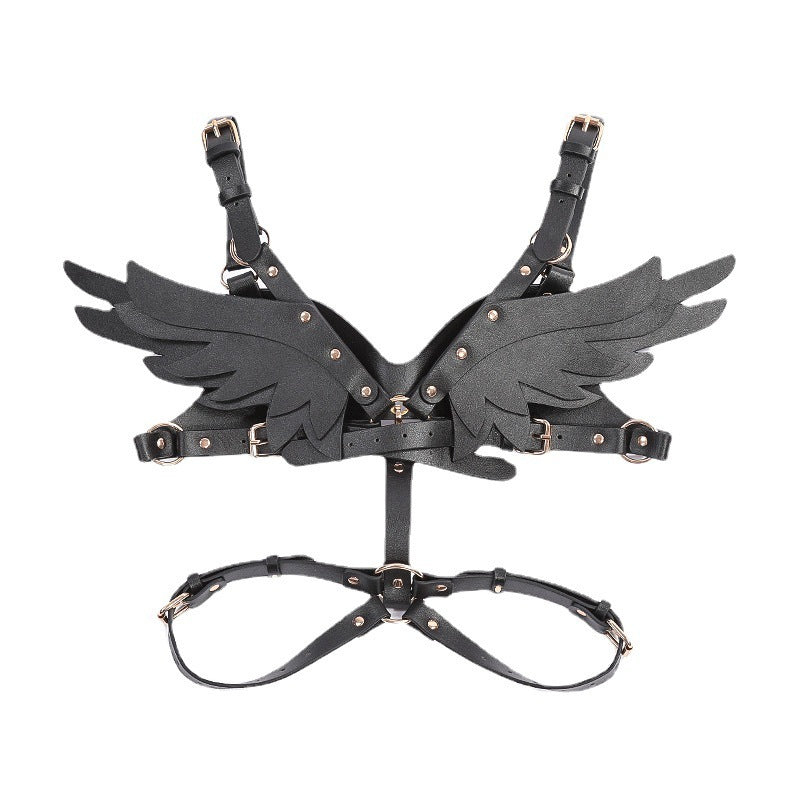 Adult Sex Product PU Leather Angel Wings Women's Dance Party Role Bar Dress Up Shapewear