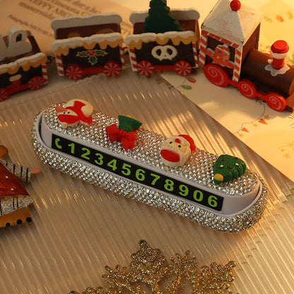 Christmas Parking Phone Number Sign Cartoon Cute Car Moving Digital Number Plate Christmas Decoration