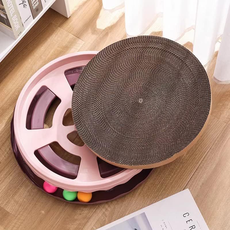 Round Cat Scratcher Toy Cat Scratcher Pad With Ball Interactive Training Exercise Mouse Play Toy With Ball Scratching Board Cat Scratcher Interactive Cat Toys For Indoor Cats Exercise Play