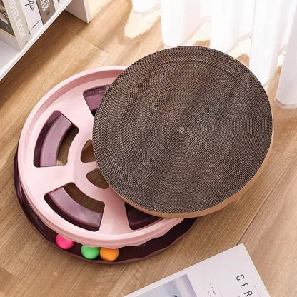 Round Cat Scratcher Toy Cat Scratcher Pad With Ball Interactive Training Exercise Mouse Play Toy With Ball Scratching Board Cat Scratcher Interactive Cat Toys For Indoor Cats Exercise Play