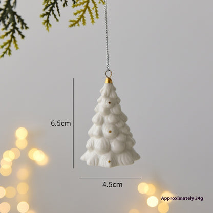 Mini House Ceramic Christmas Tree Small Pendant