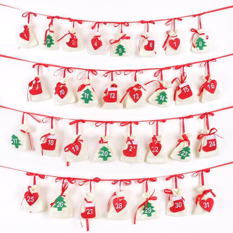 Christmas 11x16cm Hanging Countdown Calendar Bag