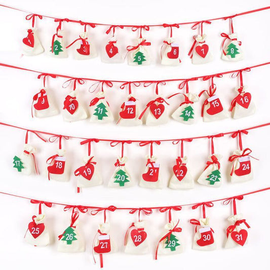 Christmas 11x16cm Hanging Countdown Calendar Bag