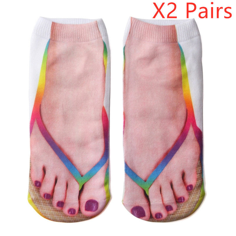3D Printing Socks Flip Flops Cartoon Creative Socks Men And Women Couple Socks