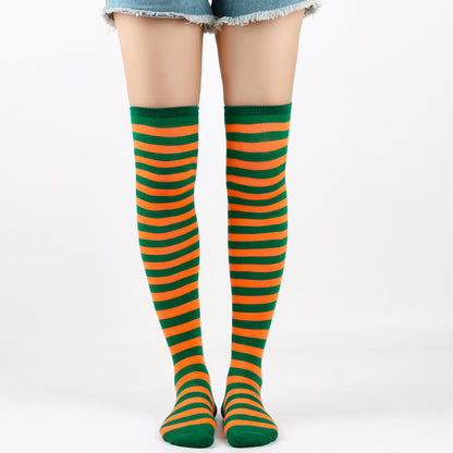 Striped Socks Hold-ups Women Over The Knee Halloween