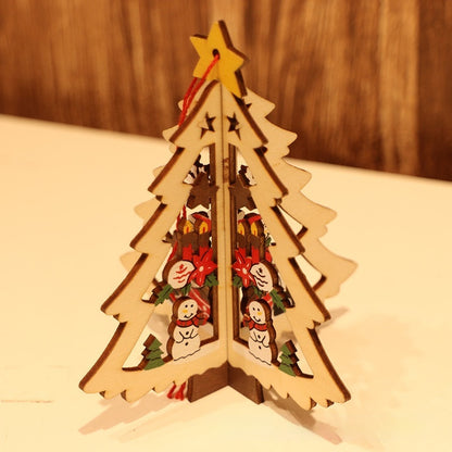 Christmas Wooden Five-pointed Star Bell Ornaments