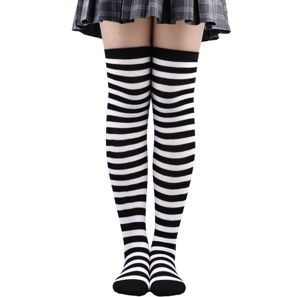 Striped Socks Hold-ups Women Over The Knee Halloween