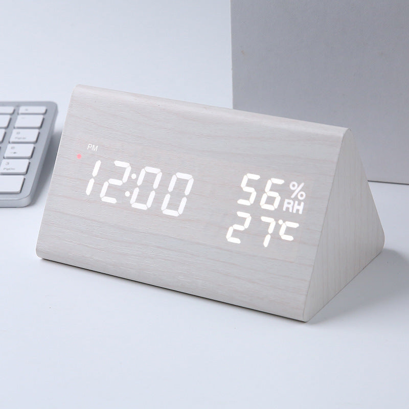 Intelligent Radio Control Clock LED Wood Electronic Digital Temperature And Humidity