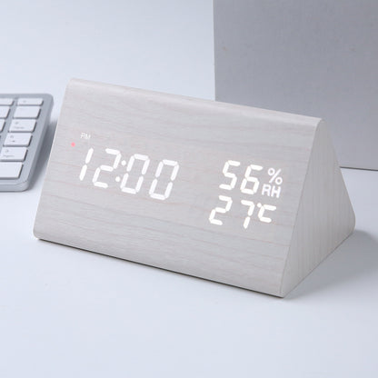 Intelligent Radio Control Clock LED Wood Electronic Digital Temperature And Humidity