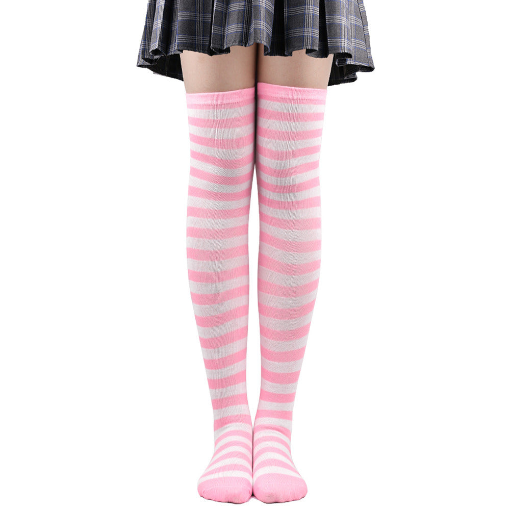 Striped Socks Hold-ups Women Over The Knee Halloween