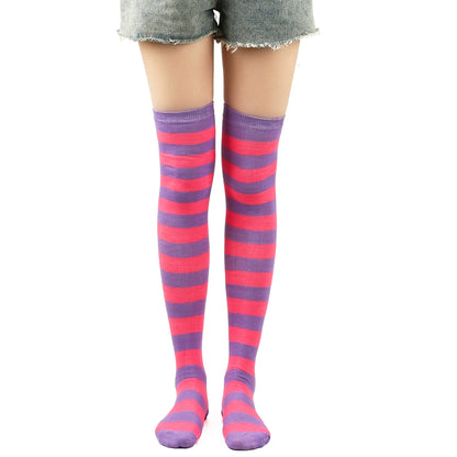 Striped Socks Hold-ups Women Over The Knee Halloween