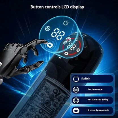 Men's Rotating Telescopic 7-frequency Vibration Airplane Bottle Display Screen Masturbation Device Adult Sex Product