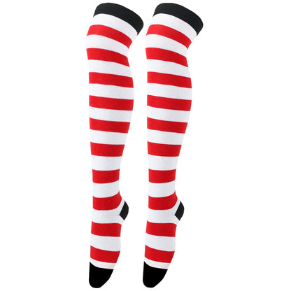 Striped Socks Hold-ups Women Over The Knee Halloween